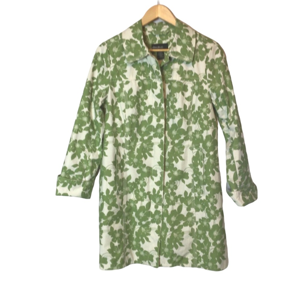 Eddie Bauer Green and White Floral Jacket